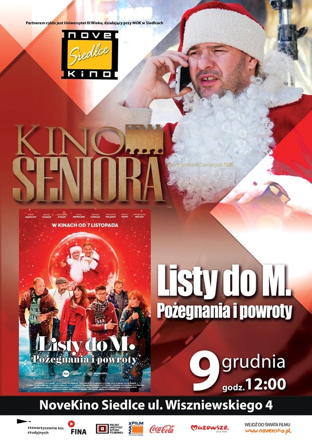 Plakat filmowy syklu "Kino Seniora" przedstawiający głównych bohaterów w akcji.